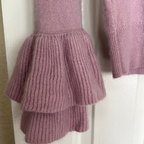 ANTONIO MELANI Sz Medium Pink Cashmere Double Ruffle Slv  Sweater - Picture 7 of 9